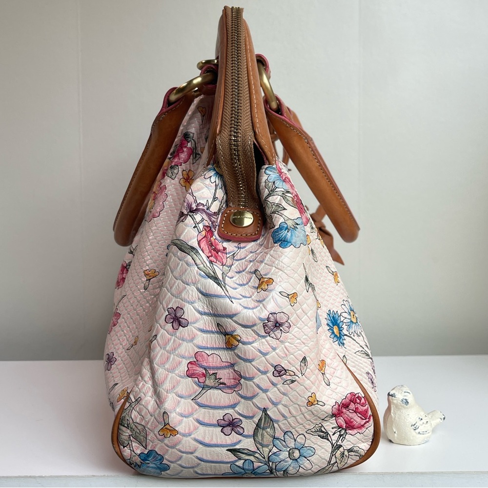 BRAHMIN LIGHT PINK OASIS FLORAL ELISA Satchel Super Rare & Hard To Find - Picture 9 of 17